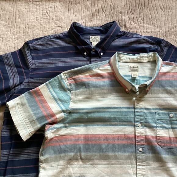 LLBean Men’s Short Sleeve Shirts XXLT Traditional Fit, Lot Of 2, Outdoor Preppy - Picture 1 of 9